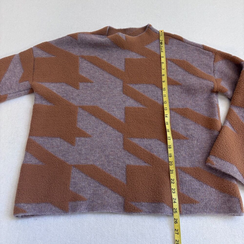 Ann Taylor Houndstooth Jacquard Mock Neck Sweater Women's M Oversized Lillac - Picture 10 of 10